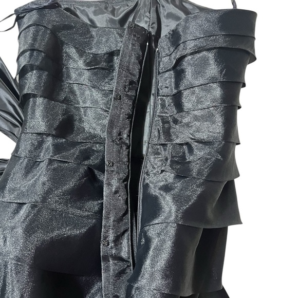 Victor Costa Vintage 80s Strapless Tiered Gown with Bow Size 8 Union Made in USA - Picture 5 of 11